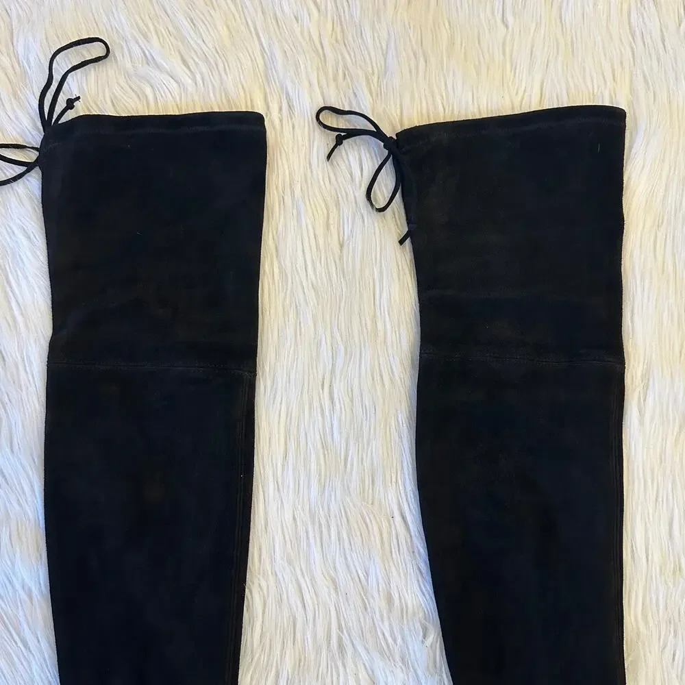 Stuart Weitzman Tieland Over The Knee High Boots Suede Block Heel Thigh High - Picture 5 of 16
